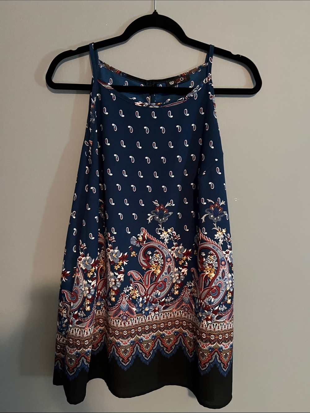 Navy Paisley Print Sleeveless Camisole